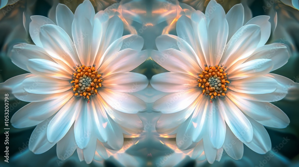 Obraz premium A perfectly symmetrical flower in full bloom, representing beauty and balance,