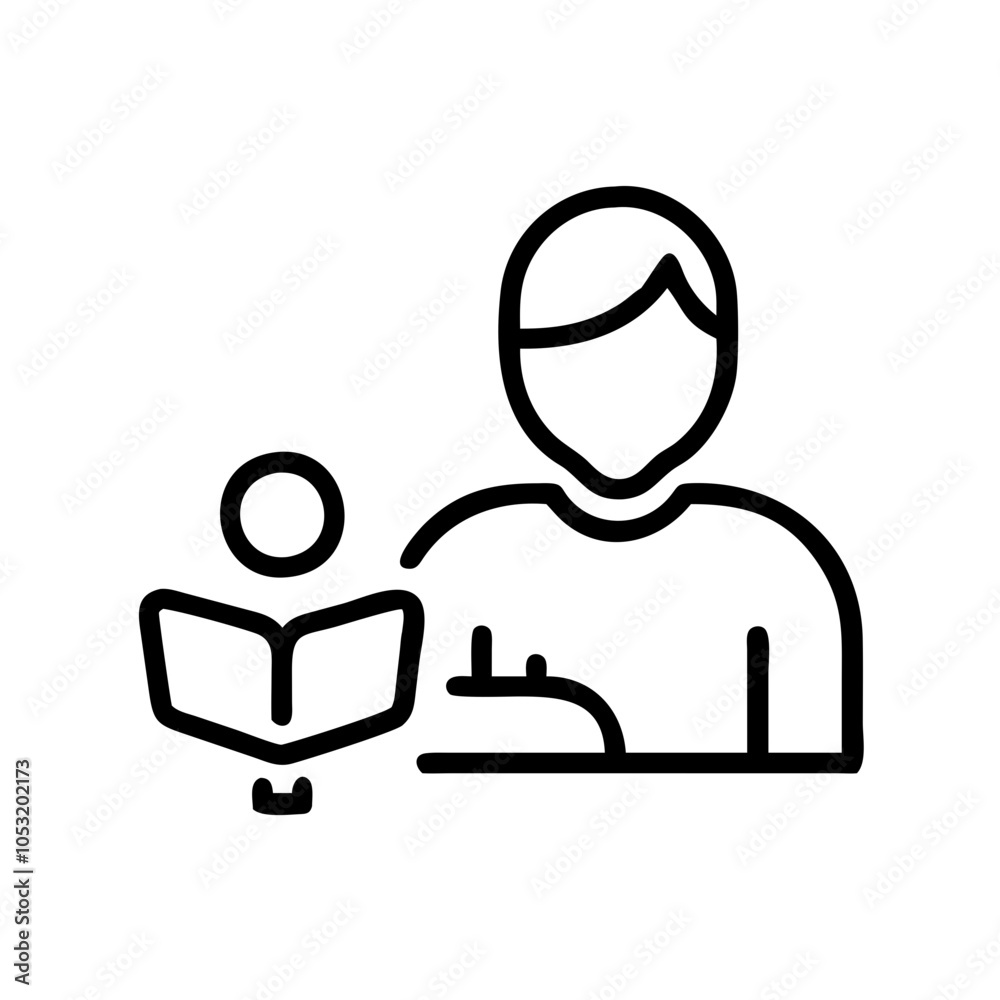 Elegant Tutoring Icon Line Art, A Minimalist Design for Education and Learning Theme Elegant Tutoring Icon Line Art, A Minimalist Design for Education and Learning Theme