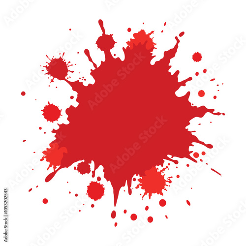 red ink splatter on white background, blood splatter, Red paint splash