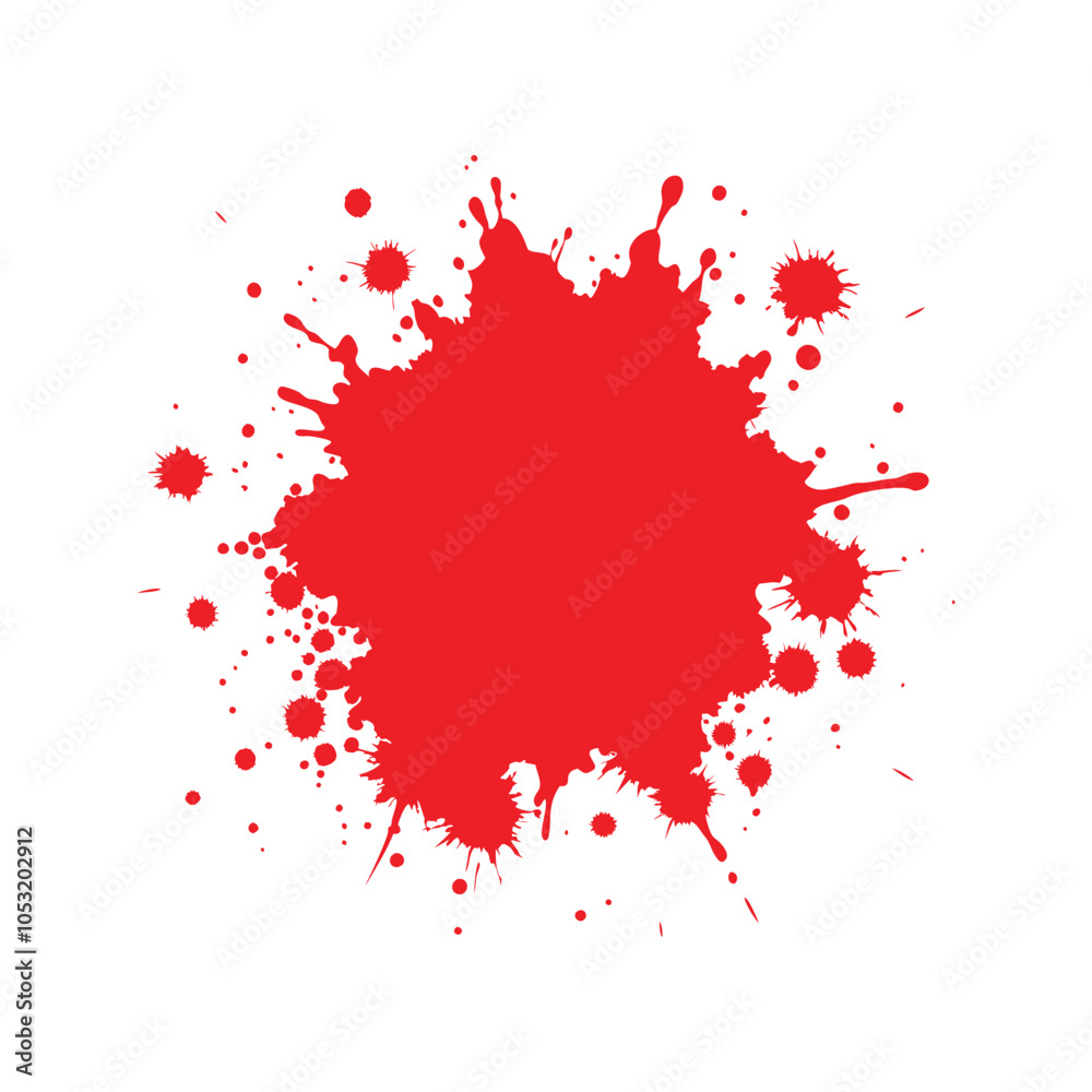 red ink splatter on white background, blood splatter, Red paint splash