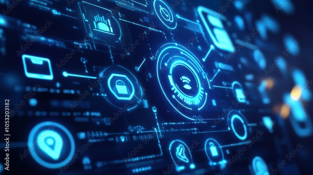 Obraz premium A digital interface with floating icons representing various online customer support