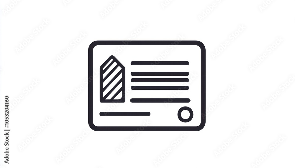 Line icon for library card, streamlined to illustrate simple access to resources. Line icon for library card, streamlined to illustrate simple access to resources.