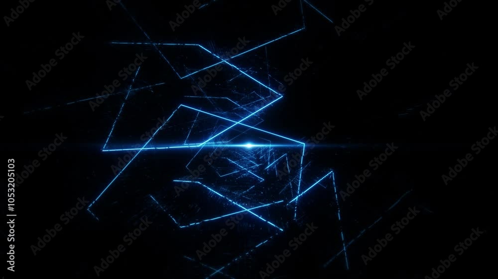 Neon Reflection VJ Universal Background Loop. 3D rendering. Travel passing neon nebula on light bridge with reflection go to deep background seamless loop.
