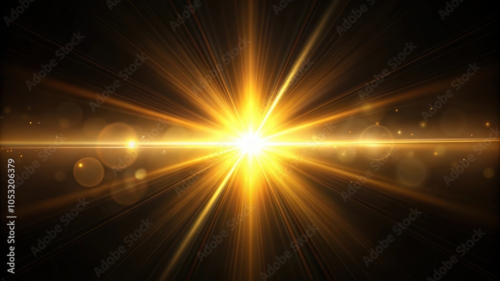 Gold warm lens flare rays light on black background for movie titles and overlays, gold, warm, color, lens flare Gold warm lens flare rays light on black background for movie titles and overlays, gold, warm, color, lens flare