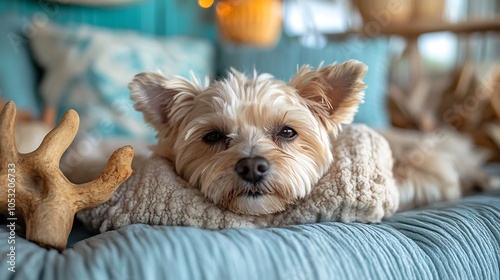 Beachinspired pet grooming spa sandycolored cushions natural wood decor and oceanthemed elements photo