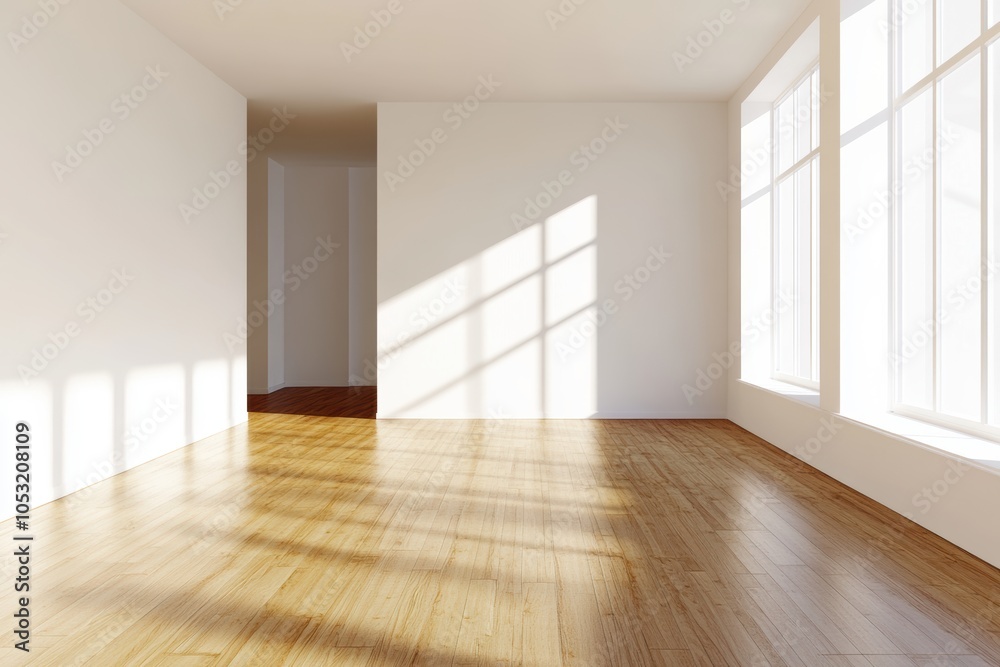 Fototapeta premium Modern Interior with Empty Wall and Natural Light