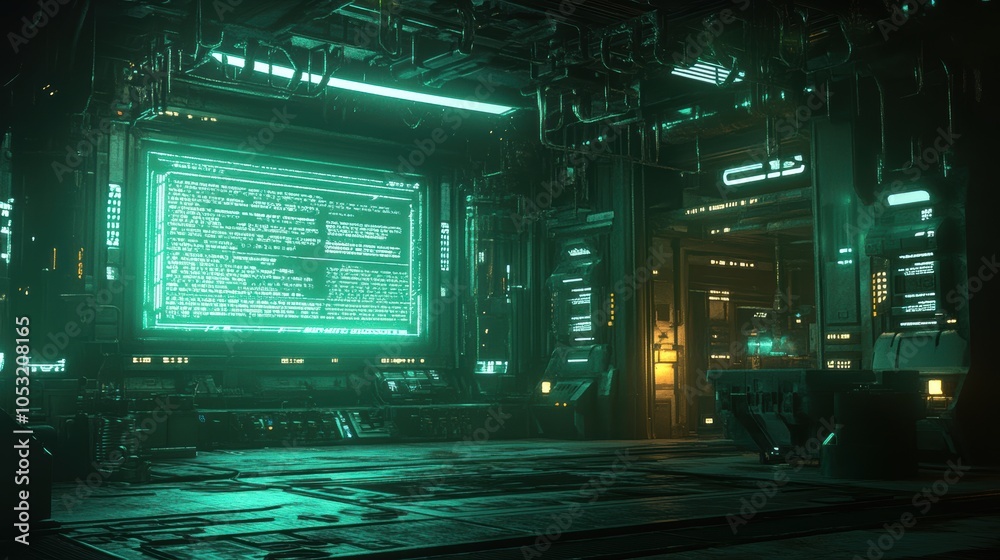 Futuristic Sci-Fi Room with Glowing Lights and Technology Futuristic Sci-Fi Room with Glowing Lights and Technology