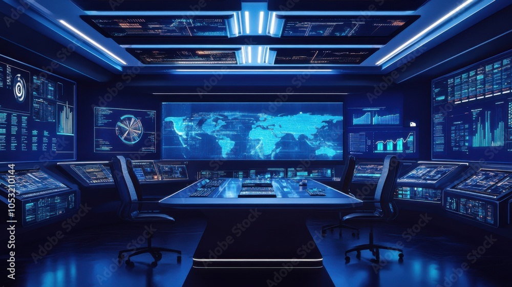 Obraz premium A high-tech command center where business decisions are driven by predictive analytics