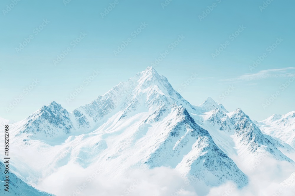 Snowy Mountain Peaks Under a Clear Blue Sky Snowy Mountain Peaks Under a Clear Blue Sky