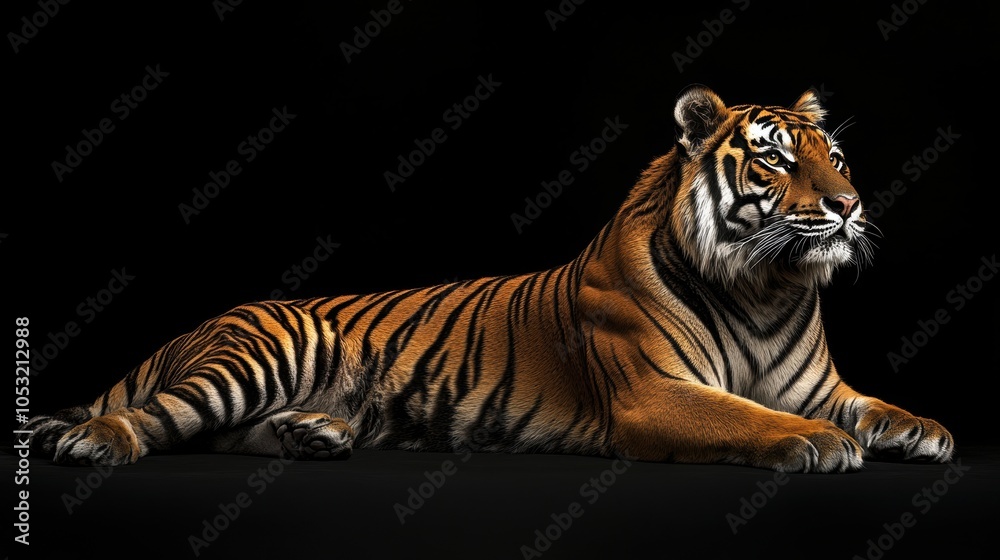 Fototapeta premium Tiger in Studio Shot on Black Background