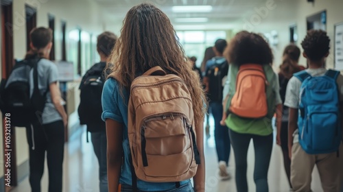 Students lining up in a school hallway, adhering to the rules and structure of the educational system.