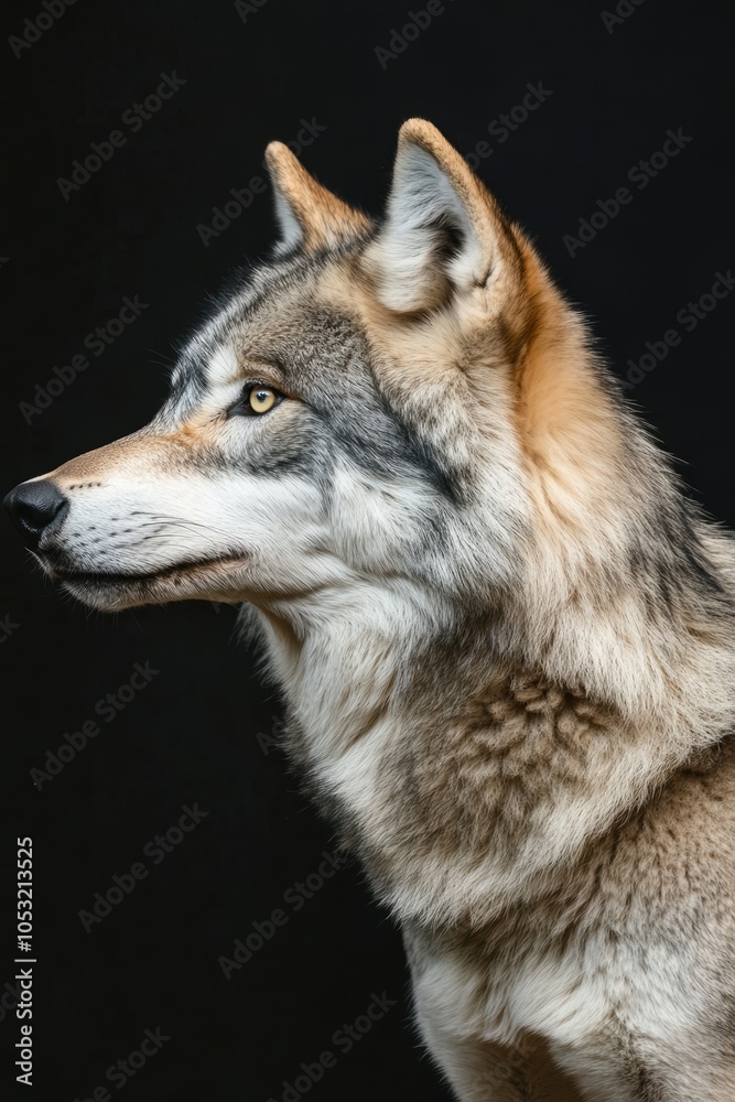 Wolf Standing Tall on Black Background Wolf Standing Tall on Black Background