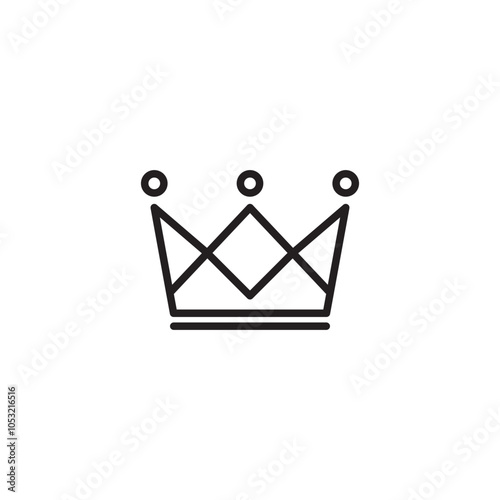 A bold line drawing of a crown featuring three sharp, triangular points, each topped with a circle. Intersecting lines add a modern, geometric touch to the design.