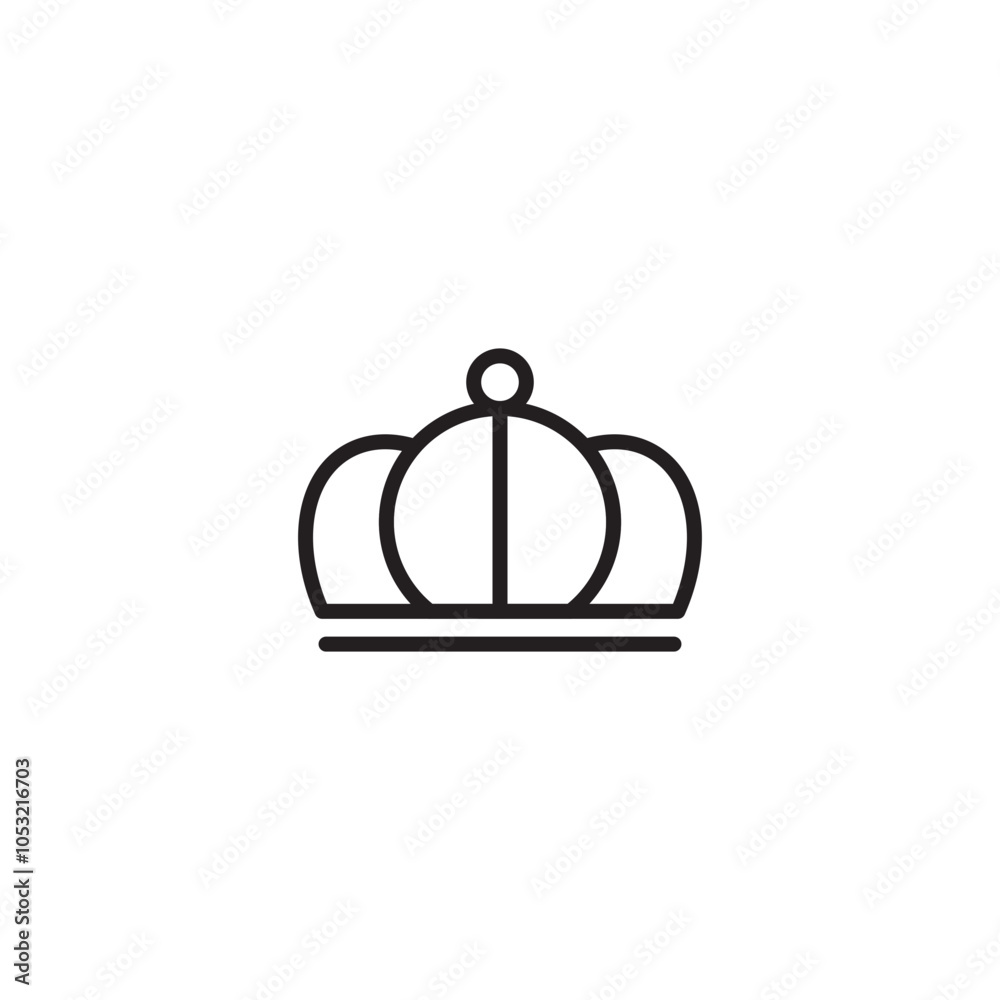 Fototapeta premium A minimalist line drawing of a classic crown with three rounded arches and a central orb atop.