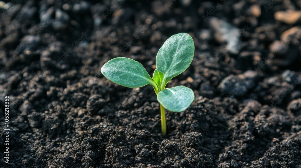 New Life Emerging: A delicate sprout emerges from rich, dark soil, symbolizing growth, resilience, and the promise of a bright future. The close-up shot captures the intricate details of the seedling. New Life Emerging: A delicate sprout emerges from rich, dark soil, symbolizing growth, resilience, and the promise of a bright future. The close-up shot captures the intricate details of the seedling.