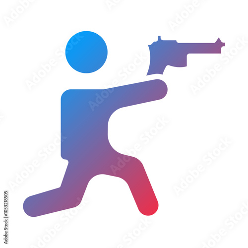 Shooting in sitting position icon style
