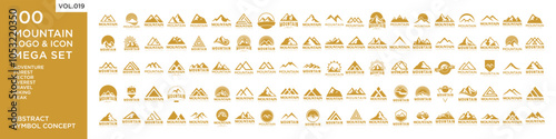Set of abstract mountain logo design template. Vector illustration