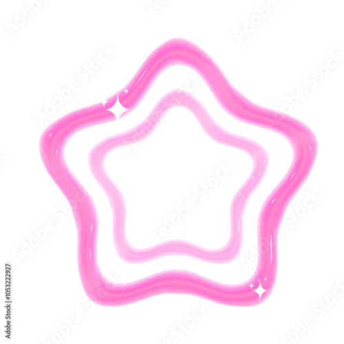 Cute 3d glossy pink star illustration