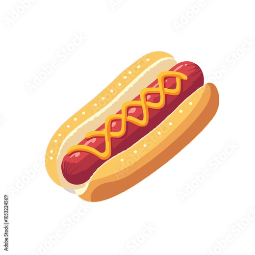 Hot dog icon, simple flat design illustration with an isometric perspective