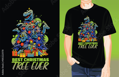 Dino Christmas Tree t-shirt design