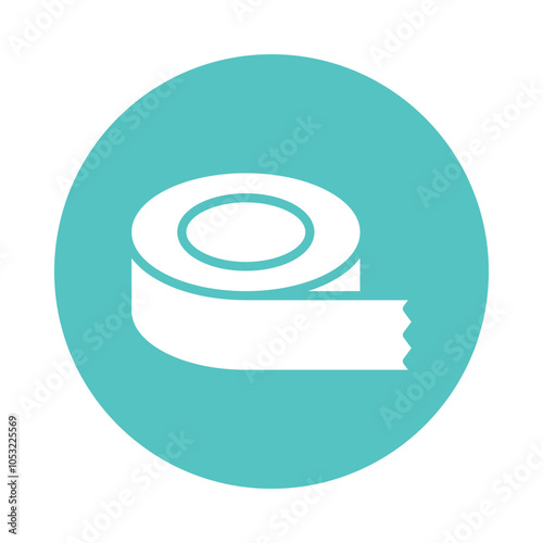  Adhesive Tape vector Gylph Circle Design icon. Workplace Symbol on White background EPS 10 File