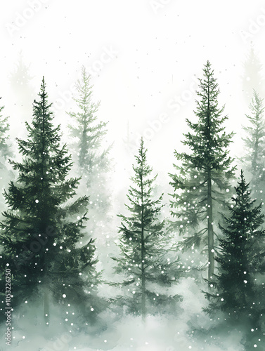 mysty pine forest background 