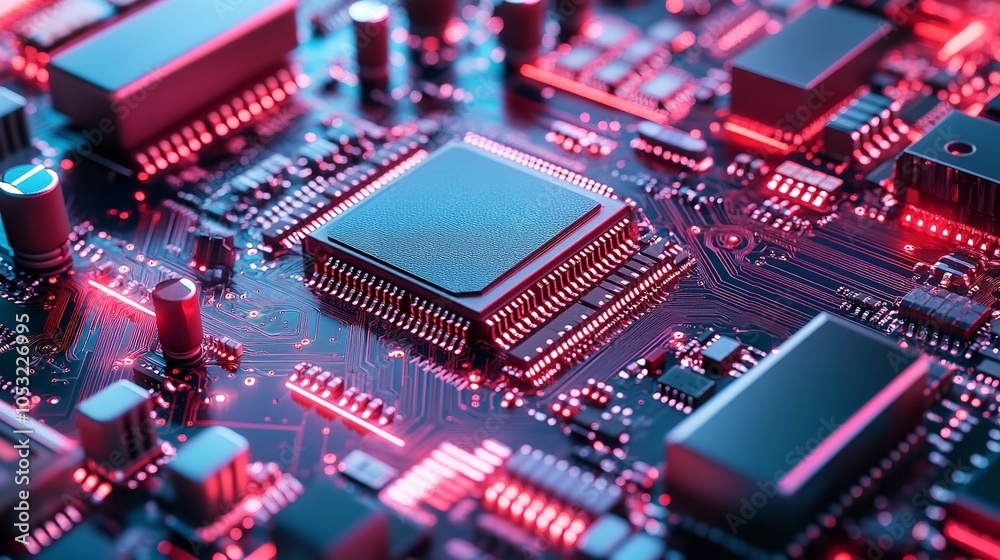 Close up view of computer microprocessor CPU chip Close up view of computer microprocessor CPU chip