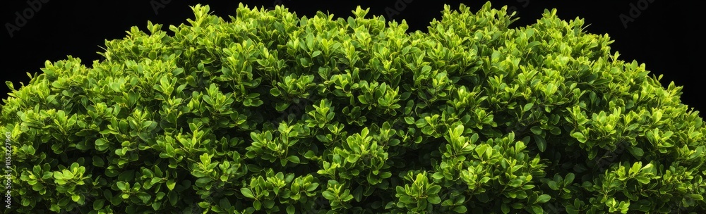 Obraz premium Neatly trimmed lush green hedge isolated on white background.