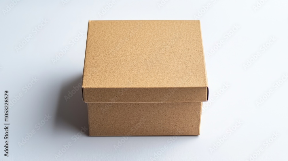 Fototapeta premium Simple Brown Cardboard Box on White Background