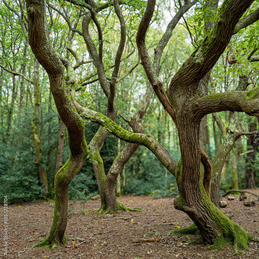 Obraz premium Woodland scene with twisted tree trunks