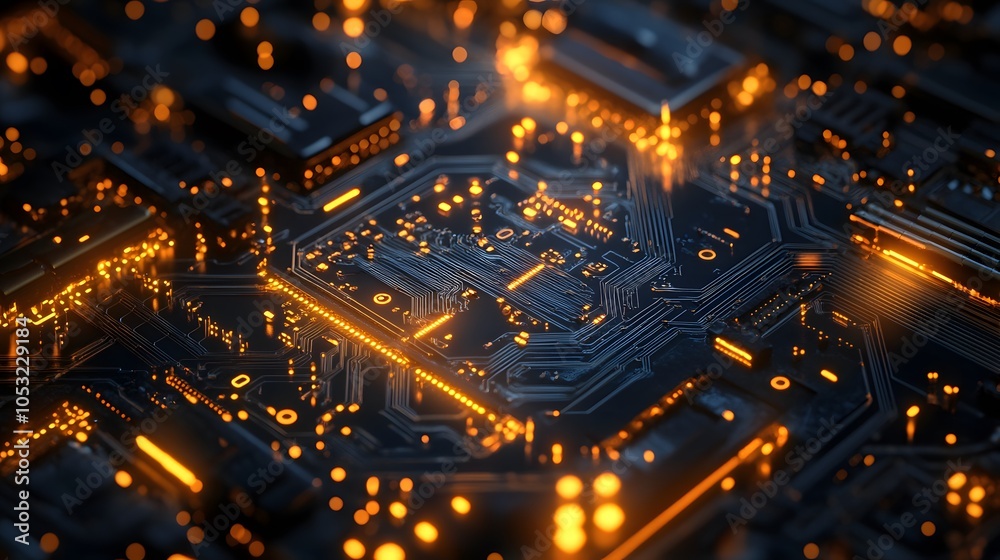 Obraz premium 3D rendering computer processors CPU circuit board background, generative ai