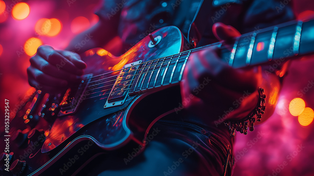 Obraz premium Guitarist plays the electric guitar