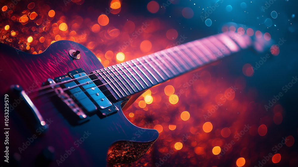 Obraz premium Electric guitar on a old wooden. Macro abstract. guitar volume.