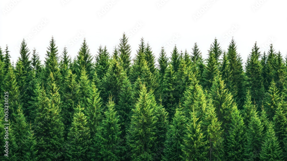 Green trees in the forest isolated on white background Green trees in the forest isolated on white background