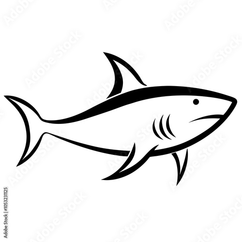 Minimalist Fierce Shark Silhouette Design