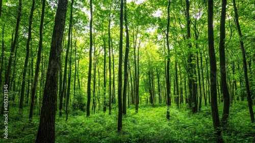 Green trees in the forest isolated on white background