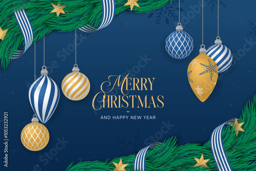 Christmas Holiday New Year Celebrations Background Poster Banner Festive Design Illustration
