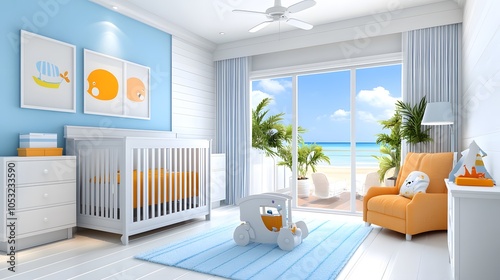 Bright and cheerful beach-inspired nursery design