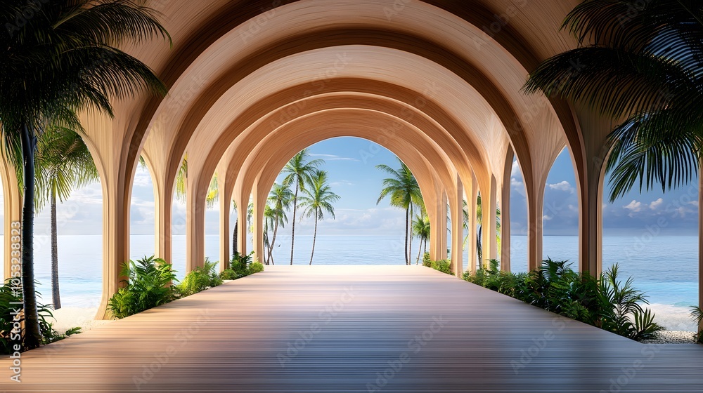 Fototapeta premium Serene coastal archway embracing nature's beauty