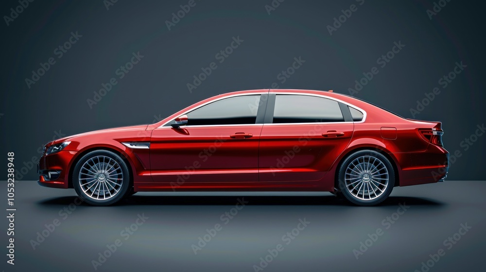 Obraz premium Vintage Red Sedan Car Vector in Isolated View 