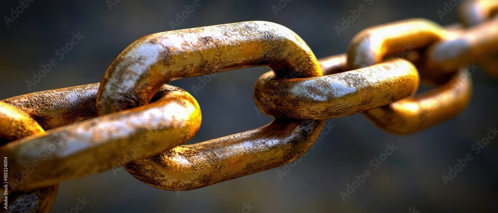 Close-up of a rusty metal chain link, showcasing texture and detail against a blurred background. Close-up of a rusty metal chain link, showcasing texture and detail against a blurred background.