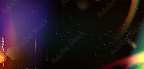 Old film effect. Noise and light leak overlay filter. Vintage grain for cinema picture with bokeh. Burn and dust orange bg pattern. Prism color abstract background with grainy scratch for screen