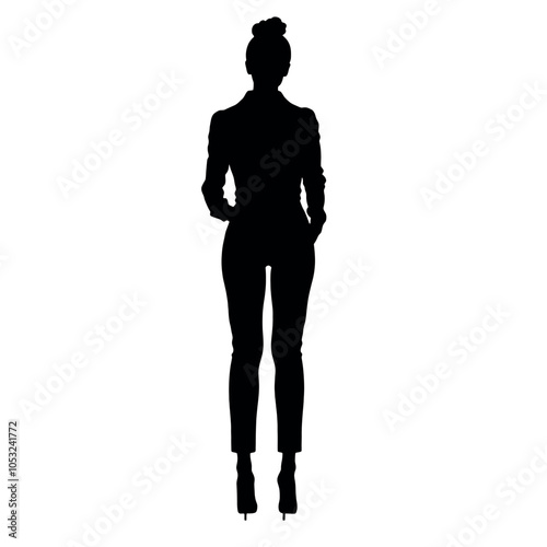 a stylish woman standing pose vector silhouette isolated white background