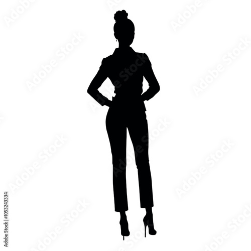 a stylish woman standing pose vector silhouette isolated white background