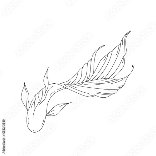 Koi carp fish doodle hand drawn sketch line art