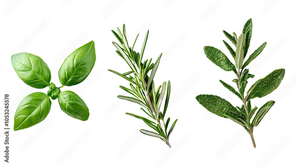 Fresh basil leaves isolated on a white background, showcasing the vibrant green color and natural beauty of this popular culinary herb Fresh basil leaves isolated on a white background, showcasing the vibrant green color and natural beauty of this popular culinary herb