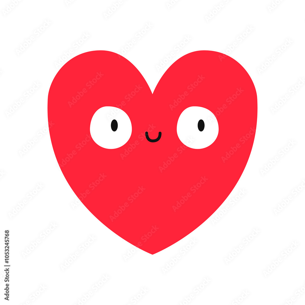 Cute red heart emoji icon. Smiling happy face head. Heart with eyes. Happy Valentines Day. Kawaii cartoon funny baby character. Love sign symbol. Greeting card. Flat design. White background. Vector Cute red heart emoji icon. Smiling happy face head. Heart with eyes. Happy Valentines Day. Kawaii cartoon funny baby character. Love sign symbol. Greeting card. Flat design. White background. Vector