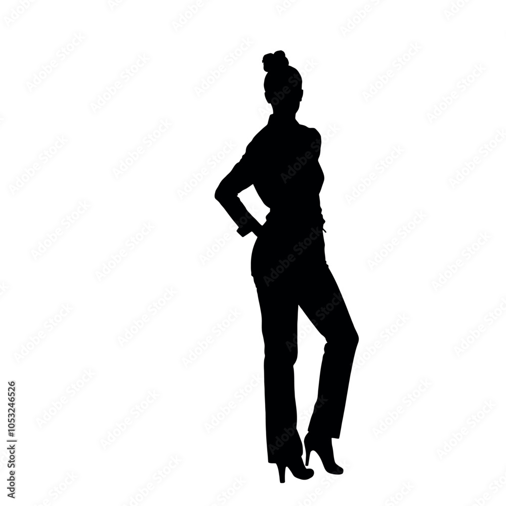 a stylish woman standing pose vector silhouette isolated white background a stylish woman standing pose vector silhouette isolated white background