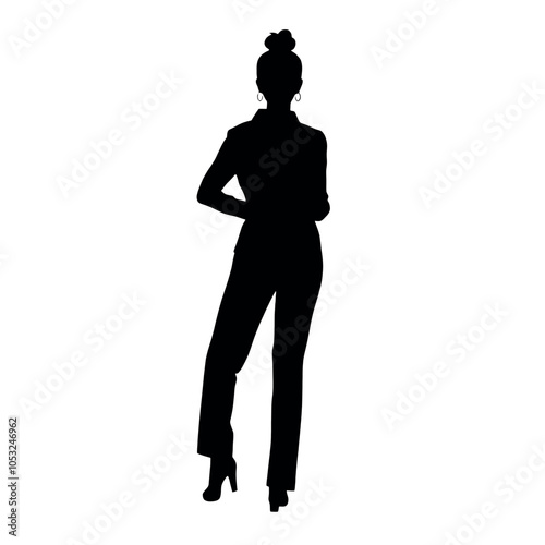 a stylish woman standing pose vector silhouette isolated white background