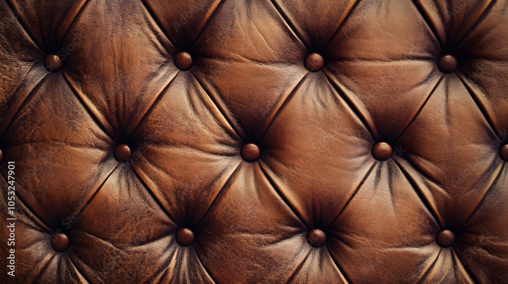Fototapeta premium luxury buttoned sepia brown leather background, generative ai